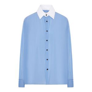 Bottega Veneta Women Striped Shirt With Contrasting Collar